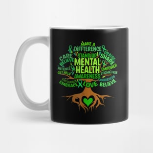 Mental Health Awareness Tree Green Ribbon Mug